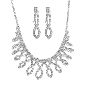 Rhinestone Necklace Earrings Set  LN0021B
